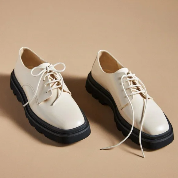 Anthropologie ๐ Maeve The Rhys Lace-Up Square Toe Loafers Size US 9, EU 39 NWOB - Picture 5 of 8